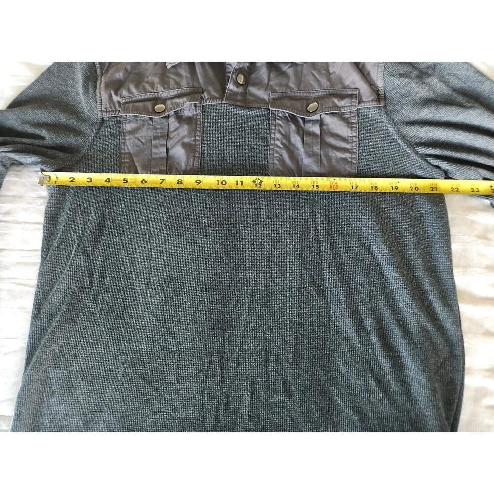 Banana Republic Sweater Men XL Thermal Knit Collared 1/4 Button Pullover Gray